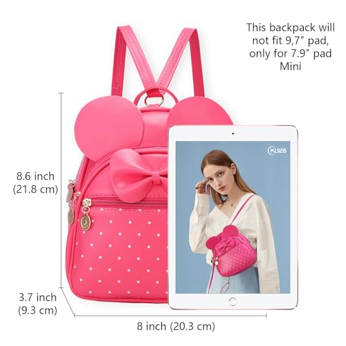 KL928 Girls Mini Backpack Bowknot Polka Dot Cute Small Daypacks Convertible Shoulder Bag Purse for Women - Image 2