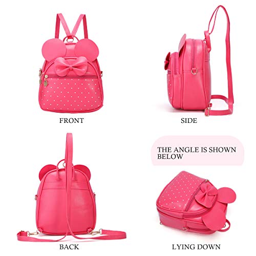 KL928 Girls Mini Backpack Bowknot Polka Dot Cute Small Daypacks Convertible Shoulder Bag Purse for Women - Image 5