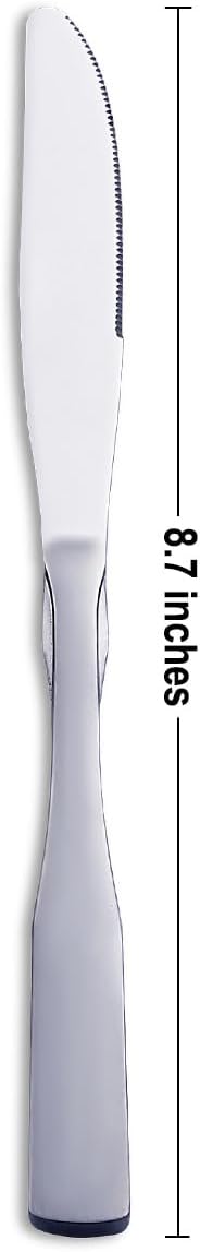 FULLYWARE Dinner Knives Stainless Steel 87 Heavy Duty Table Knife Silverware Metal Cutlery Set 6Piece - Image 2