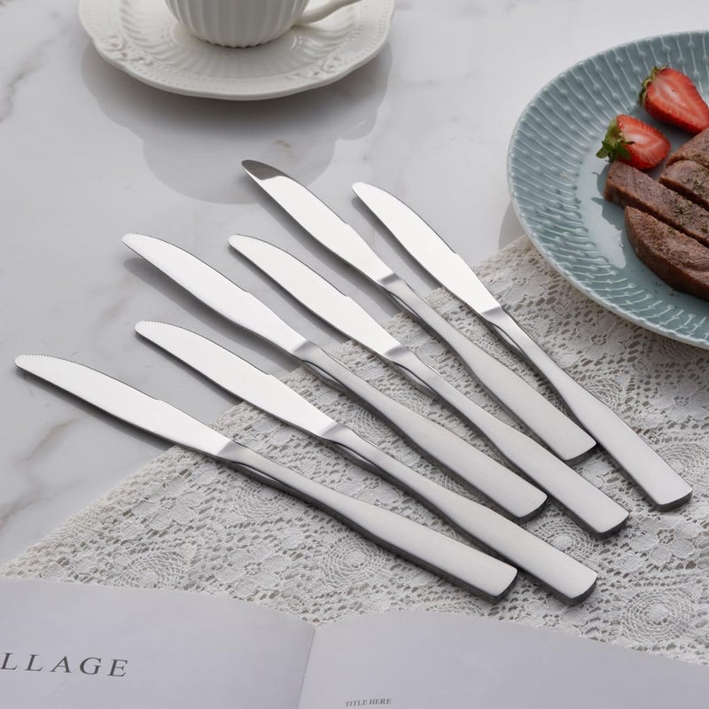 FULLYWARE Dinner Knives Stainless Steel 87 Heavy Duty Table Knife Silverware Metal Cutlery Set 6Piece - Image 3
