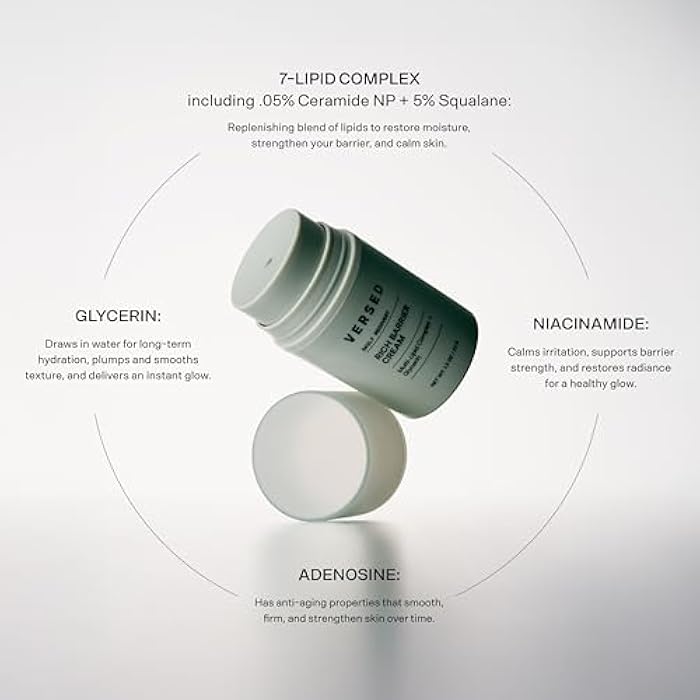 Versed كريم الحماية الغني للتعافي اليومي من فيرد - كريم مرطب للوجه للبشرة الجافة والحساسة وسهلة التهيج - مرطب للوجه مع الجلسرين ومجمع متعدد الدهون، 1.5 أونصة - Image 3