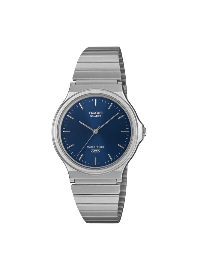 Casio Analog Quartz Wrist Watch with Blue Dial and Silver-Tone Band - Image 2