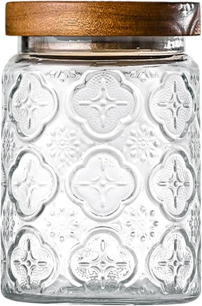 Adodeen 25oz Vintage Glass Jar With Lid, Glass Storage Containers, Airtight Kitchen Storage Containers For Sugar, Coffee, Tea, Spice, Flour, Candy Cookie, Pasta, Cereal, Cute Decorative Jars - Image 1