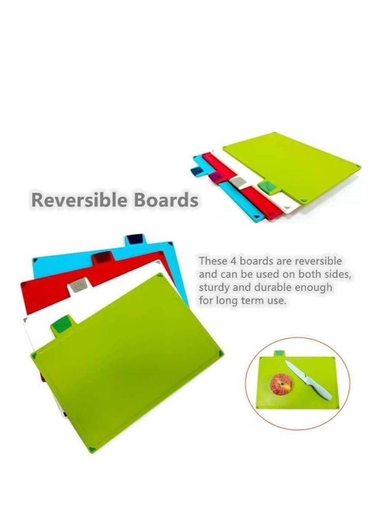 Cool Baby - COOLBABY Cutting Board 4 pcs set with Storage Plastic Chopping Board Set with Holder Color Coded for Food Preparation with Storage Stand Easy to Clean - Image 1
