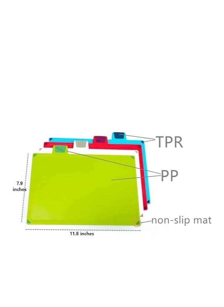 Cool Baby - COOLBABY Cutting Board 4 pcs set with Storage Plastic Chopping Board Set with Holder Color Coded for Food Preparation with Storage Stand Easy to Clean - Image 1