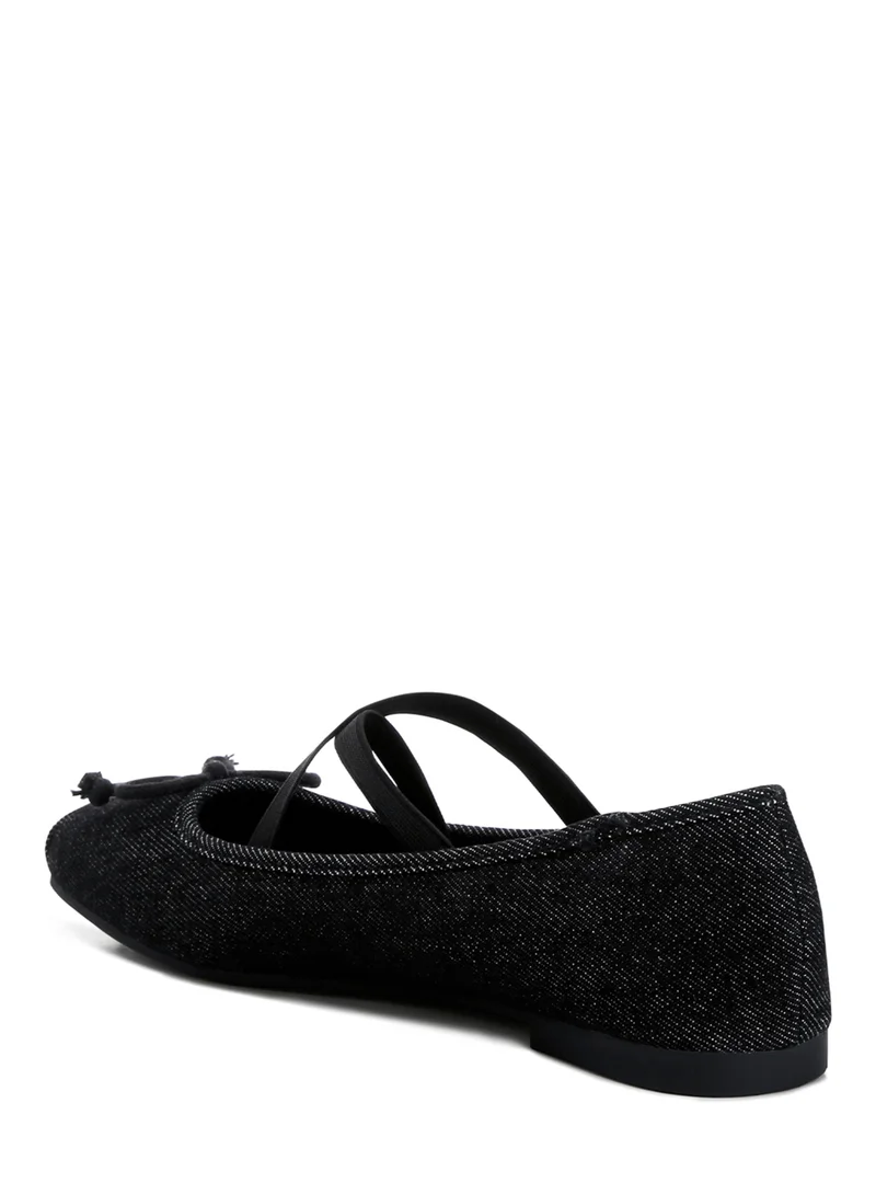 London Rag Recycled Faux Leather Ballet Flats in Black