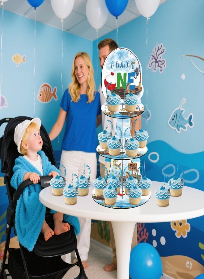 Keluna Ofishally One Birthday Decorations - O Fishally One Firtst Birthday Decorations, 3 Tier Fishing Theme Cupcake Stand, Summer Gone Fishing Cake Dessert Holder Treat Display - Image 5