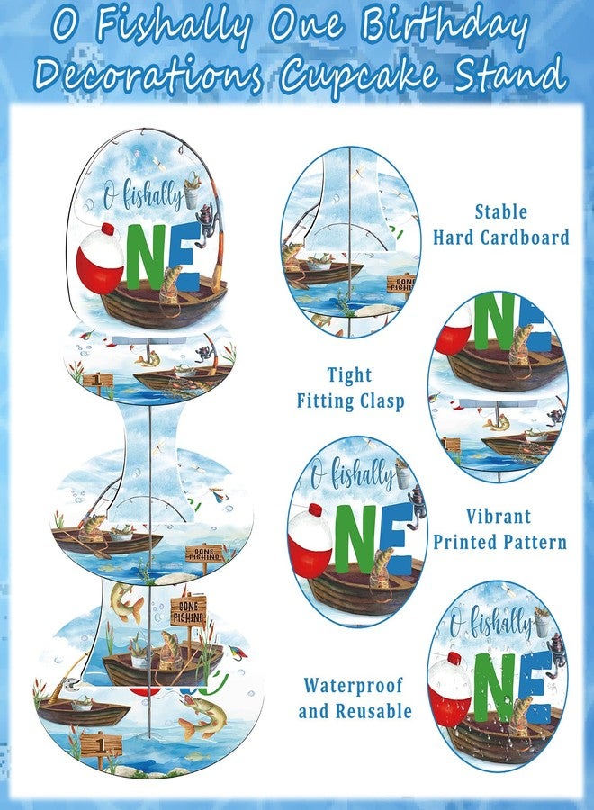 Keluna Ofishally One Birthday Decorations - O Fishally One Firtst Birthday Decorations, 3 Tier Fishing Theme Cupcake Stand, Summer Gone Fishing Cake Dessert Holder Treat Display - Image 3