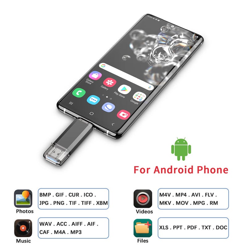 Vansuny 256GB USB C Flash Drive 2 in 1 OTG USB 3.0 + Tape C Memory Stick with Keychain Dual Type C Thumb Drive Photo Stick Jump Drive for Android Smartphones, Computer, Tablet, PC - Image 3