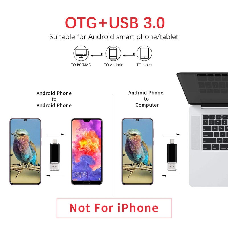 Vansuny 256GB USB C Flash Drive 2 in 1 OTG USB 3.0 + Tape C Memory Stick with Keychain Dual Type C Thumb Drive Photo Stick Jump Drive for Android Smartphones, Computer, Tablet, PC - Image 2