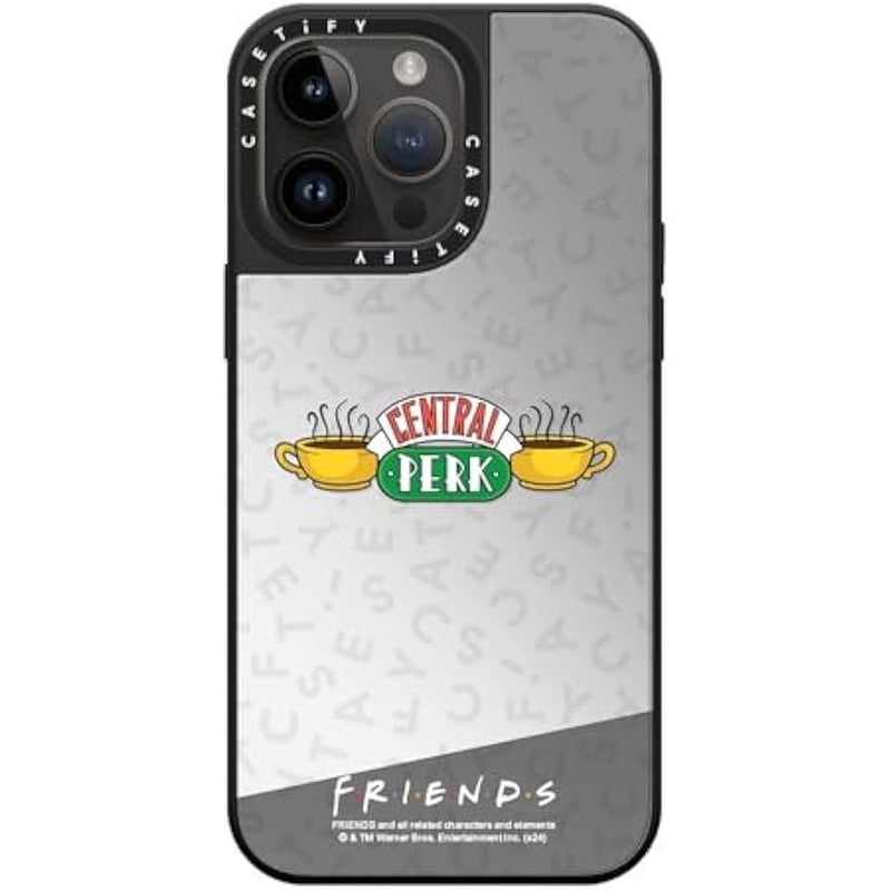 Casetify Mirror iPhone 14 Pro Max Case 【Friends Co-Lab / 4.9ft Drop Protection/Compatible with Magsafe】 - Central Perk - Silver on Black - Image 3