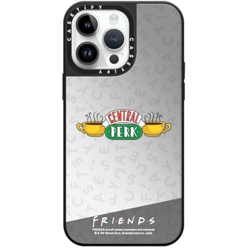 Casetify Mirror iPhone 14 Pro Max Case 【Friends Co-Lab / 4.9ft Drop Protection/Compatible with Magsafe】 - Central Perk - Silver on Black - Image 1