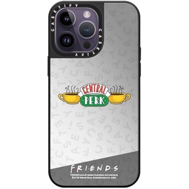 Casetify Mirror iPhone 14 Pro Max Case 【Friends Co-Lab / 4.9ft Drop Protection/Compatible with Magsafe】 - Central Perk - Silver on Black - Image 2