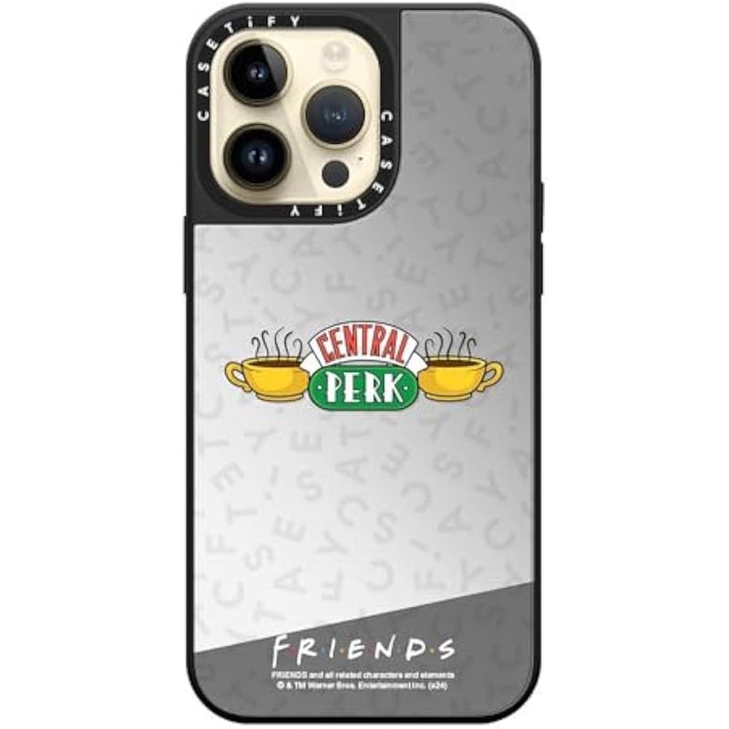 Casetify Mirror iPhone 14 Pro Max Case 【Friends Co-Lab / 4.9ft Drop Protection/Compatible with Magsafe】 - Central Perk - Silver on Black - Image 4