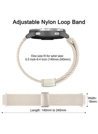 Nylon Watch Straps for Huawei Watch GT6/GT5/GT4 41mm Strap,18mm Elastic Adjustable Stretchy Braided Sport Bands for Huawei Watch GT6/GT5/GT4 41mm / GT 5 pro 42mm, Starlight - view 4