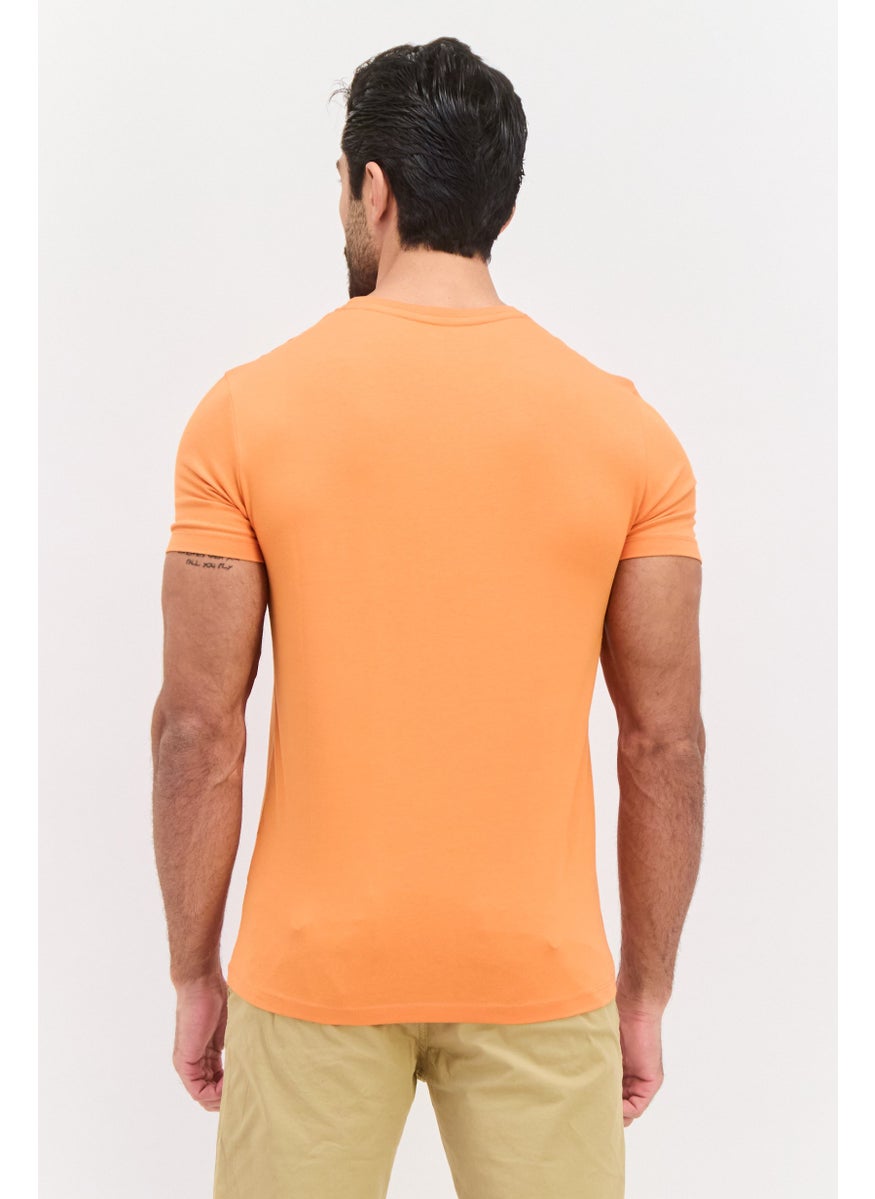 GAS Men Crew Neck Short Sleeves Printed T-Shirt, Orange  - Image 3