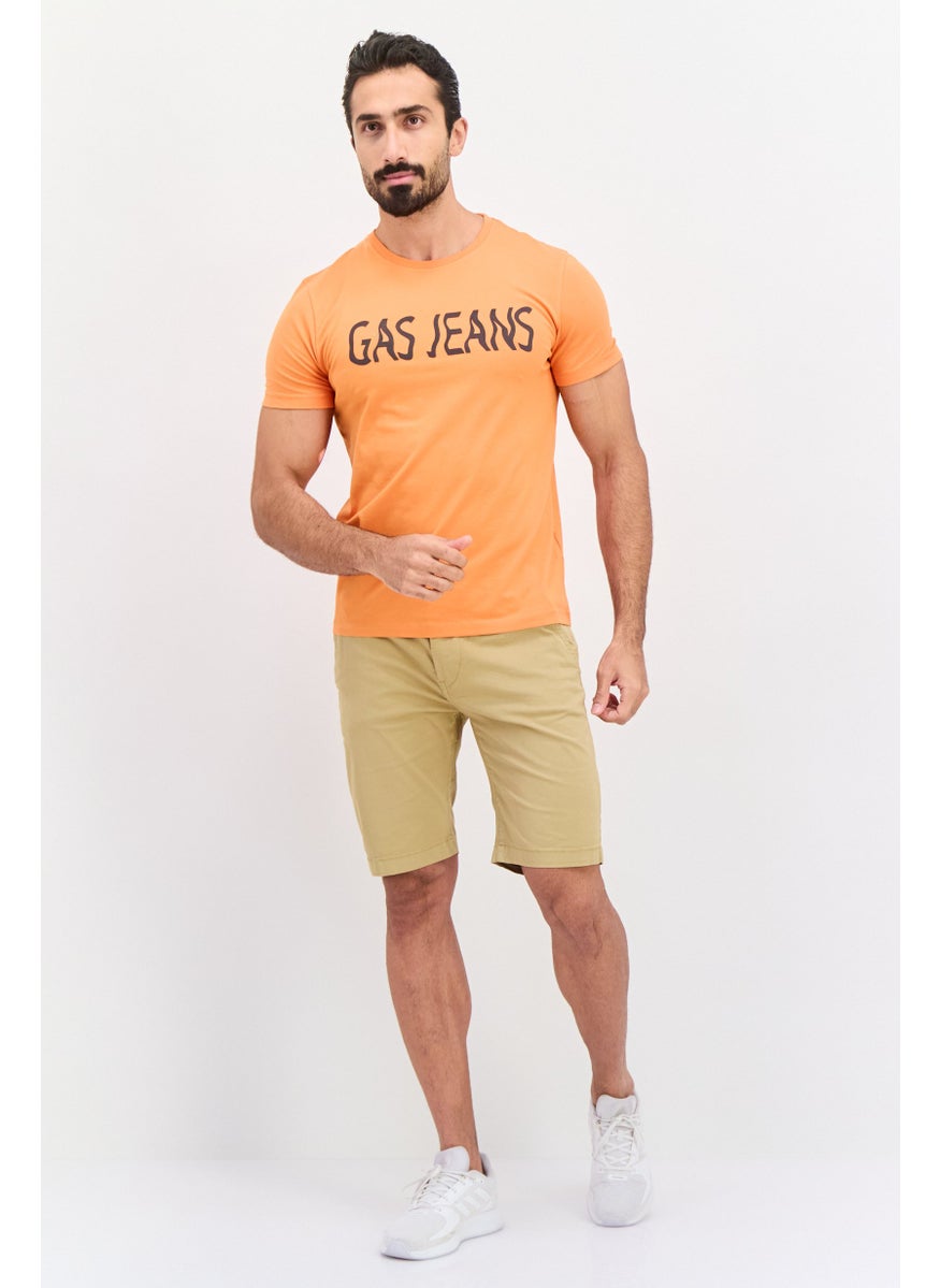 GAS Men Crew Neck Short Sleeves Printed T-Shirt, Orange  - Image 4