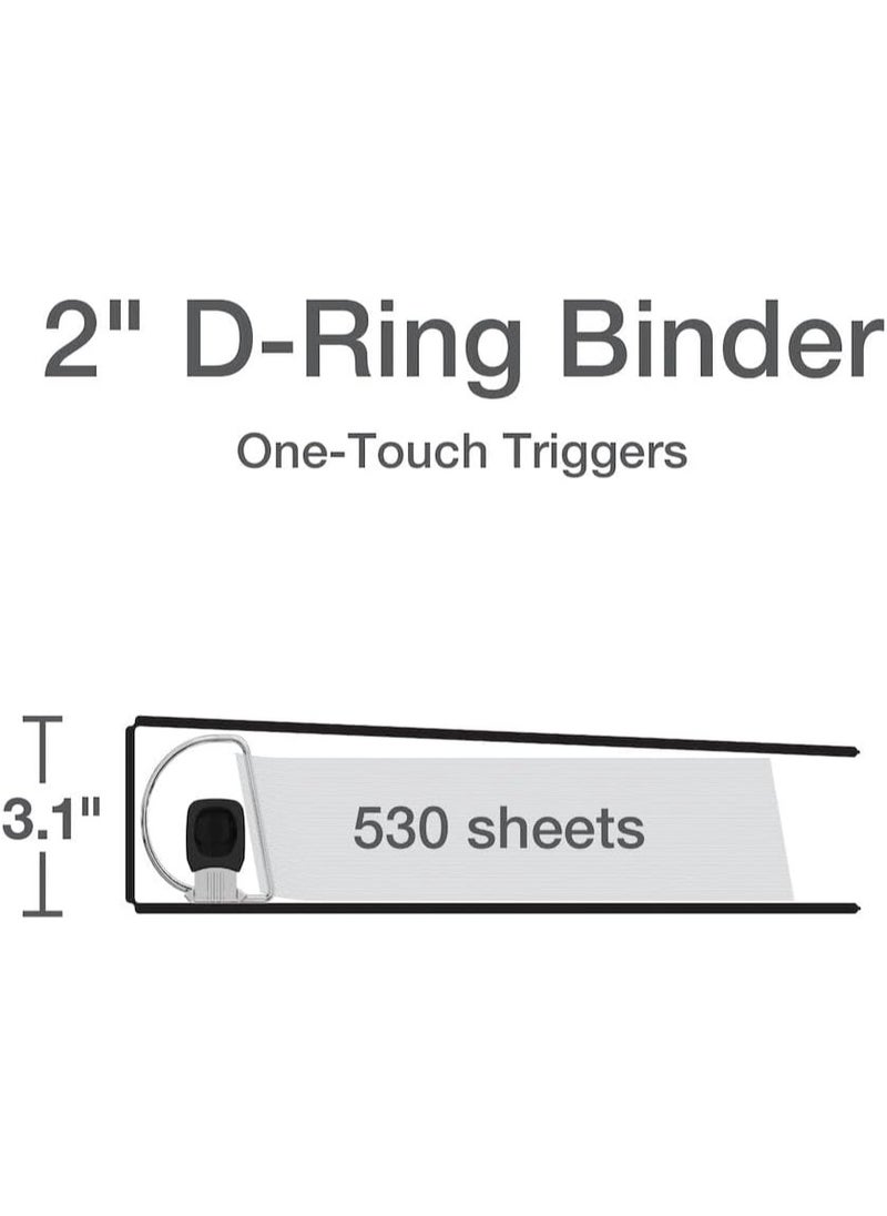 Cardinal Cardinal 3 Ring Binder, Binders for School and Office, Durable 2 Inch Premier Easy Open Binder, ONE-Touch Locking Slant-D Rings, 565-Sheet Capacity, ClearVue Cover, PVC-Free, Black (10321CB)  - Image 4