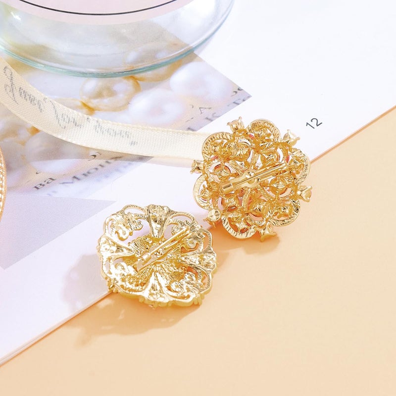 MEEDOZ 12 PCS Gold Plated Small Size Mixed Color Crystal Rhinestone Flower Brooch Pins for Women Crafts Wedding Bouquet Brooches Bulk Set - Image 4
