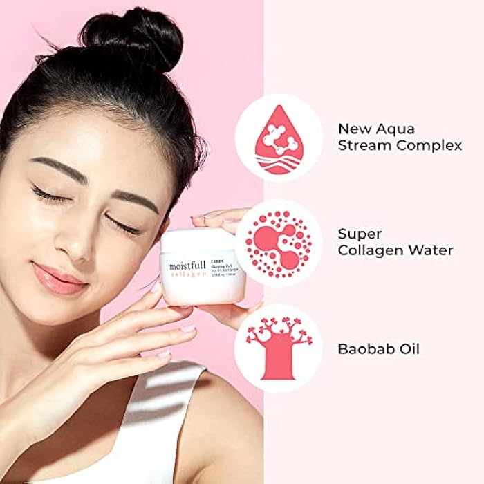 ETUDE Moistfull Collagen Sleeping Pack, Face Moisturizer, Night Cream, Super Collagen Water, Baobab Oil, Gel Texture, Deep Hydration, Korean Skin Care, Beauty (3.38 Fl Oz) - Image 5