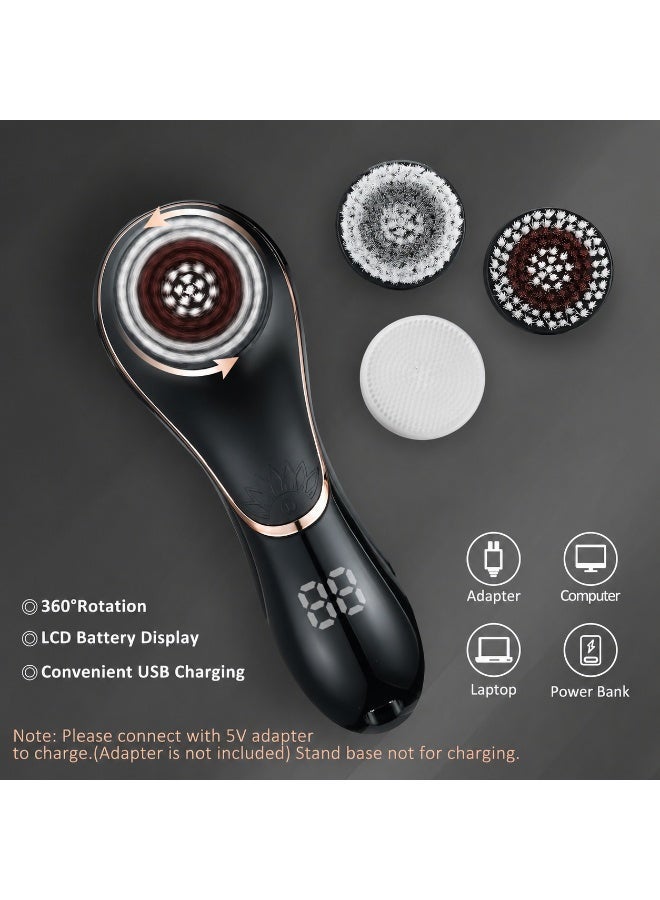 Facial Cleansing Brush 4-in-1, Rechargeable Waterproof Face Scrubber with 4 Brush Heads, 2 Speeds - Image 5