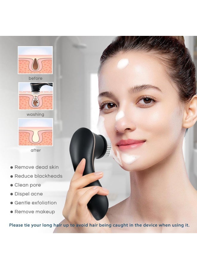 Facial Cleansing Brush 4-in-1, Rechargeable Waterproof Face Scrubber with 4 Brush Heads, 2 Speeds - Image 3