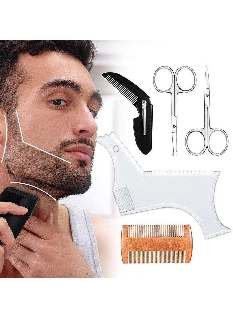 Y&D Beard Shaping Tool Template Guide for Perfect line up Edging Comes with Shaper Comb Two Scissors Works any Electric Trimmers or Clippers - Image 1