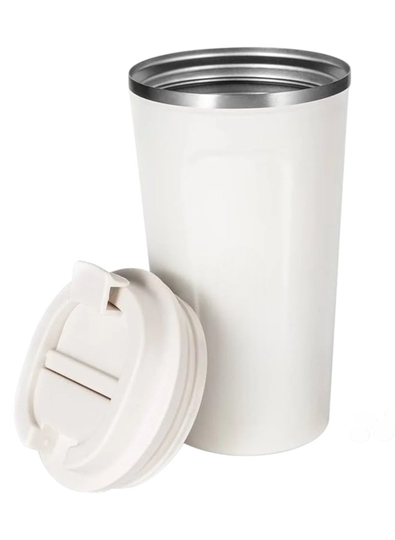 Generic Travel Mug Coffee Hot Travel Mug Vacuum Insulated Coffee Mug with Leak Proof Screw Lid Coffee Cup Keep Warm or Cold for Coffee or Tea Drinks 510ml White