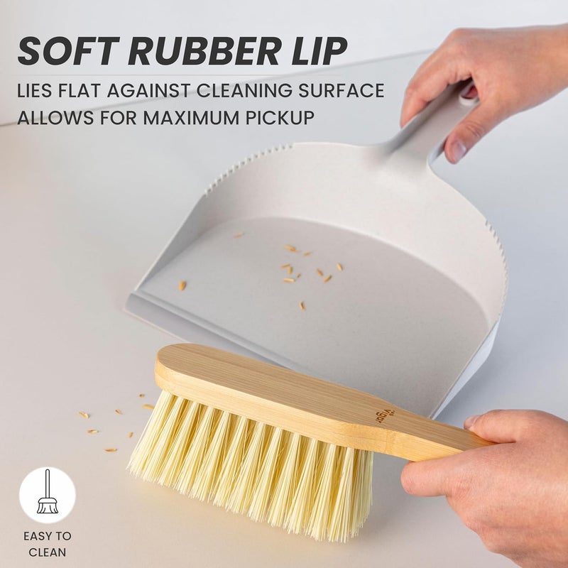 Vigar Zeroline Mini Bamboo Broom with Dustpan Combo Set Small Dust Pan and Brush Set for Dust Pet Hair Car and Crumb House Kitchen Broom Gray - Image 4