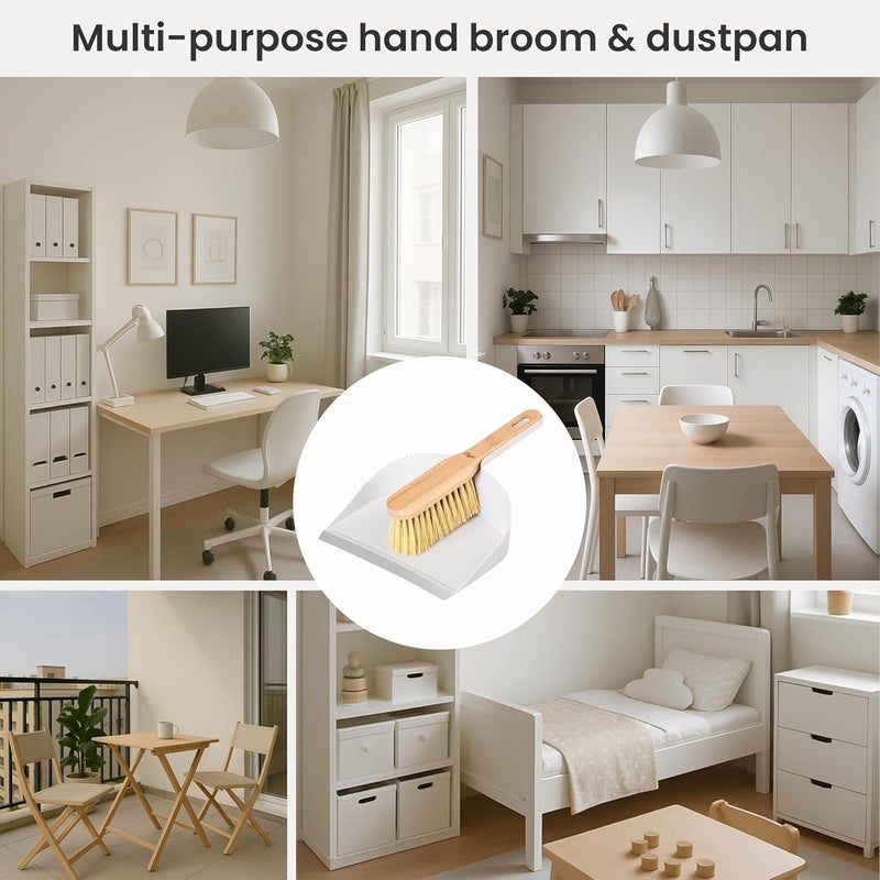 Vigar Zeroline Mini Bamboo Broom with Dustpan Combo Set Small Dust Pan and Brush Set for Dust Pet Hair Car and Crumb House Kitchen Broom Gray - Image 5