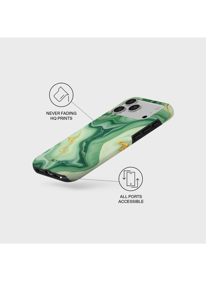 Mobcos iPhone 17 Pro Emerald Flow Premium Case Compatible with Hybrid Dual-Layer Hard Shell + Silicone Protection - Scratch-Resistant Shockproof Mobile Cover - Image 3