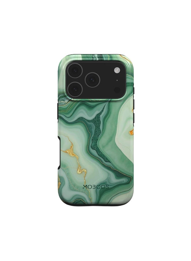 Mobcos iPhone 17 Pro Emerald Flow Premium Case Compatible with Hybrid Dual-Layer Hard Shell + Silicone Protection - Scratch-Resistant Shockproof Mobile Cover - Image 1