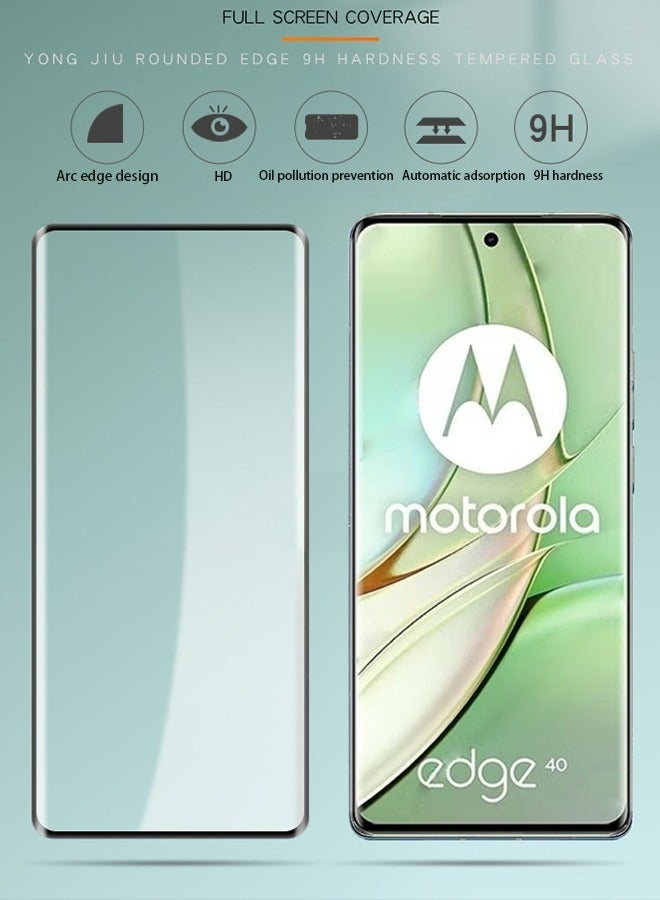 Motorola Edge 40 Screen Protector, Glass Tempered Bubble Free, Anti-Scratch, Anti-Fingerprint, 9H Hardness 3D Curved Edge Screen Protection  for Moto Edge 40 Accessories