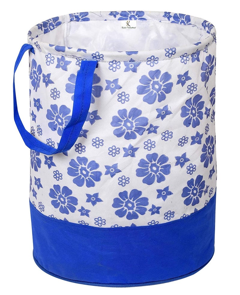 SKYLII Waterproof Canvas Laundry BagHamperMetalic Printed With HandlesFoldable Bin 45 Liter Capacity PACK OF 2 Blue - Image 3