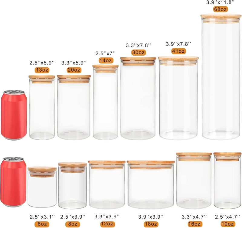 DHSBTLS Glass Jars With Bamboo Lids,Borosilicate Glass Food Storage Containers,Bamboo Lids Storage Containers,Pantry Organization and Storage Jars,Flour,Sugar,Kitchen Canisters Sets (20 oz/600 ml (6 pcs)) - Image 5