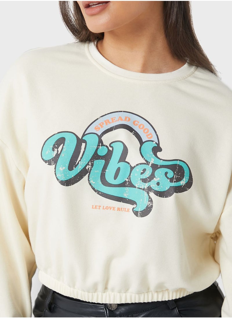 ONLY - Slogan Knitted Sweatshirt - Image 1