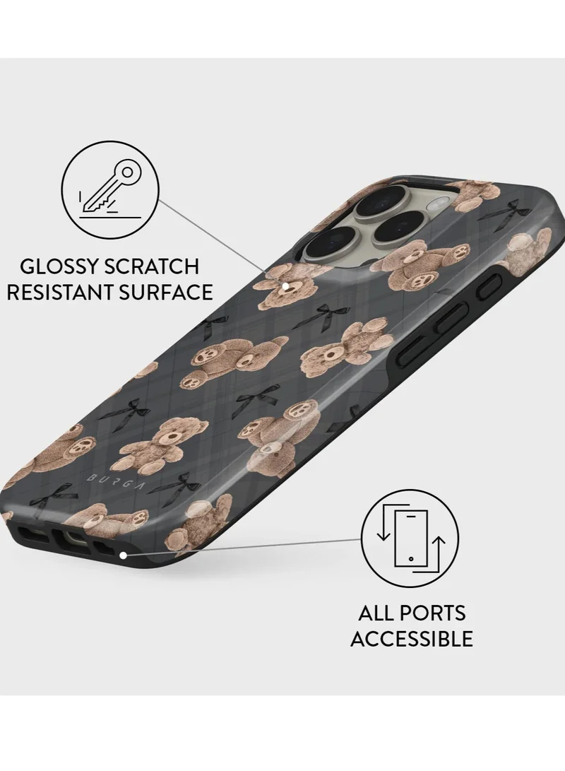 بورجا حافظة هاتف BURGA متوافقة مع iPhone 16 PRO MAX Hybrid 2-Layer Hard Shell + حافظة واقية من السيليكون BFF Teddy High Luxury Gold Glitter Marble غطاء هاتف محمول مقاوم للخدش ومقاوم للصدمات