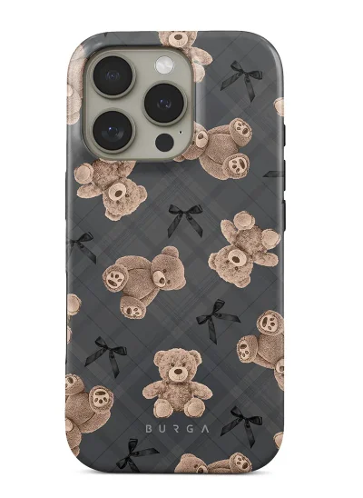 BURGA BURGA Phone Case Compatible with iPhone 16 PRO MAX Hybrid 2-Layer Hard Shell + Silicone Protective Case BFF Teddy High Luxury Gold Glitter Marble Scratch-Resistant Shockproof Mobile Cover
