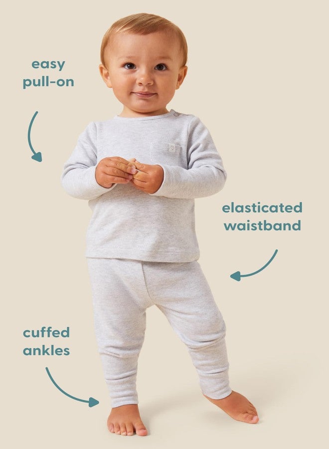 MORI Baby Luxurious Leggings in Blush Stripe with Elasticated Waist - Breathable Everyday Organic Bottoms - Newborn - Image 2