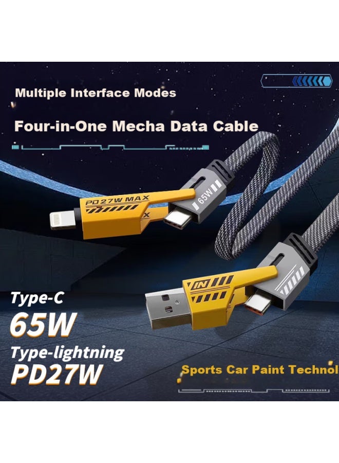 MSSM In-1 Data Cable Mech Armor Multi-function Data Cable Braided Line Pd65w Fast Charge Compatible With Apple 16 Xiaomi Huawei Mate60 Tablet Charging Cable 1m - Image 3