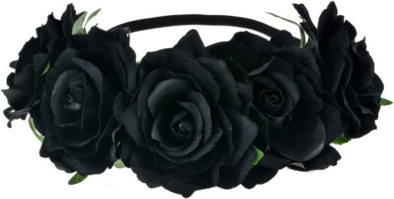 June Bloomy Rose Floral Crown Garland Flower Headband Headpiece for Wedding Festival