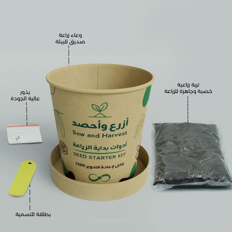 بذرات زراعة وحصاد - أدوات زراعية في كوب مع تربة وبذور - للزراعة المنزلية، مناسبة للمدارس والتوزيعات التجارية - مصنوعة من مواد معاد تدويرها - Image 3
