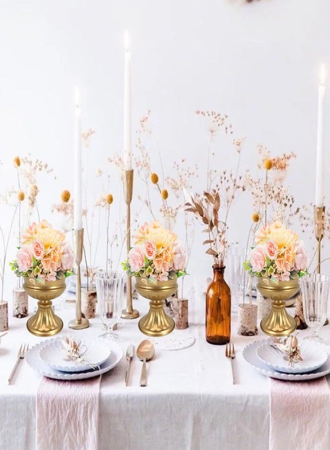 Hyuetrsa Brass Mini Footed Bowl Flower Holders Center Pieces，10 Pcs 5 in Gold Vases，Metal Vases for Table Centerpieces - Image 5