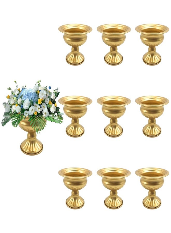Hyuetrsa Brass Mini Footed Bowl Flower Holders Center Pieces，10 Pcs 5 in Gold Vases，Metal Vases for Table Centerpieces - Image 1
