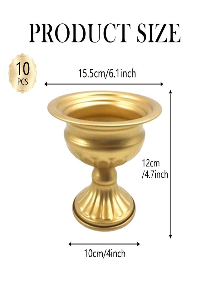 Hyuetrsa Brass Mini Footed Bowl Flower Holders Center Pieces，10 Pcs 5 in Gold Vases，Metal Vases for Table Centerpieces - Image 2