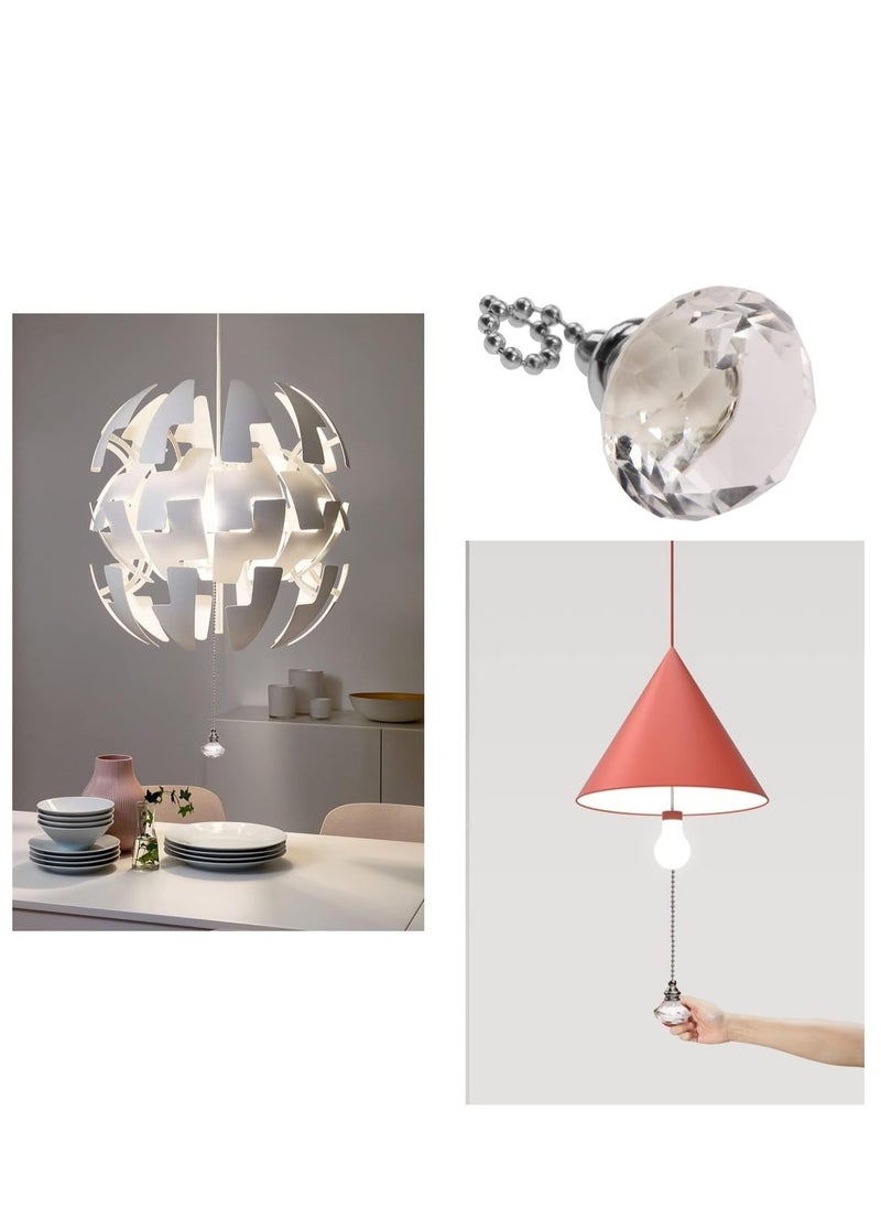 Generic Set of 2 Crystal Diamond Ceiling Fan Pull Chains 30cm Light Pull Cords for Bathroom and Ceiling Lights  - Image 3