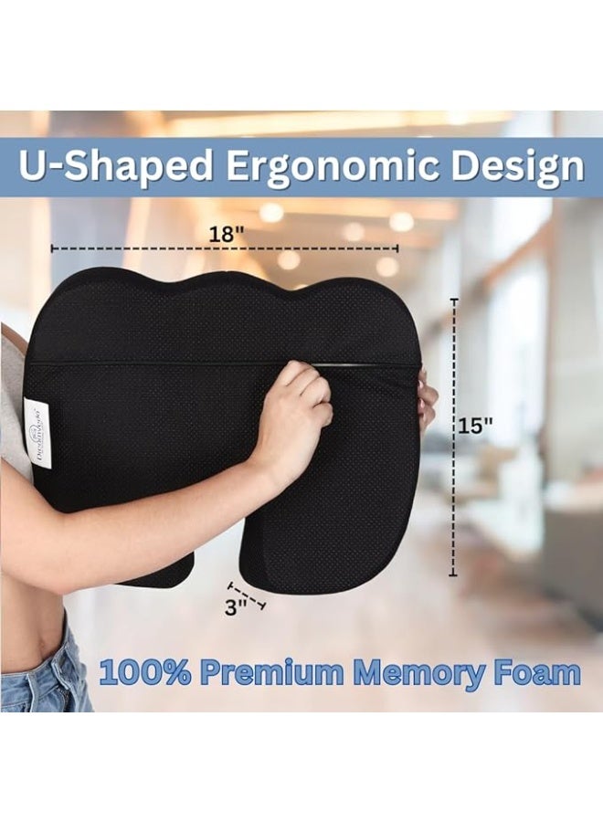 وسادة جلوس طبية ميموري فوم على شكل U - دعم مريح للورك والعصعص لتخفيف آلام أسفل الظهر - تصميم عملي لكرسي المكتب والجلوس الطويل - Image 2