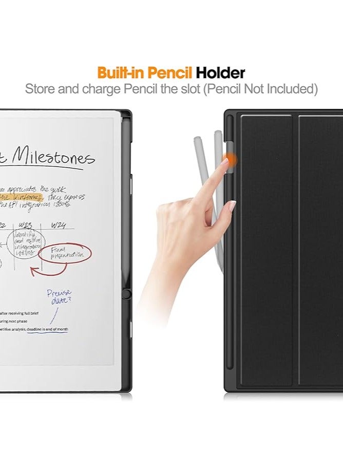Leather Case Compatible with Remarkable Paper Pro 11.8 Inch 2024, PC Leather Book Folio Smart Cover with Pen Slot, Seismic and Anti Fall Cover with Remarkable Paper Pro 2024 - Image 3