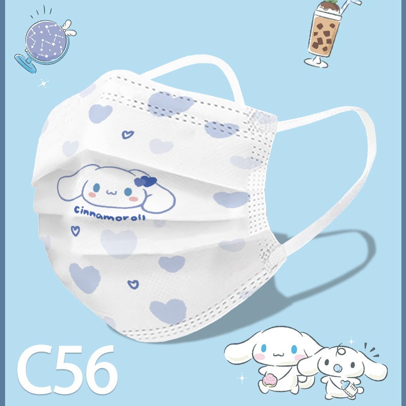 Children'S Mask Yugui Dog Girl'S High-Looking Big Ear Dog Cartoon Cute Summer Thin Disposable Three-Layer Protection - Image 1