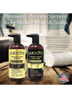 Pura d'or Advanced Therapy System Biotin Shampoo & Conditioner Set (16Oz X 2) Increases Volume Strength & Shine No Sulfates Argan Oil Aloe Vera All Hair Types Men & Women (Packaging May Vary)  - Image 5